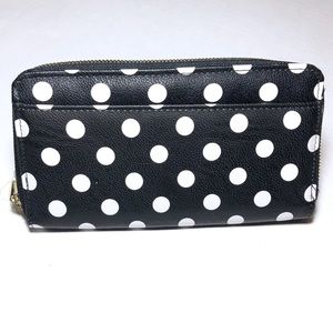 NWT polka dot zip wallet